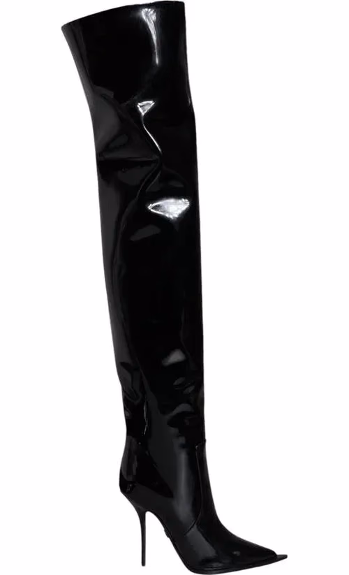 Dolce & Gabbana Black Leather Over The Knee