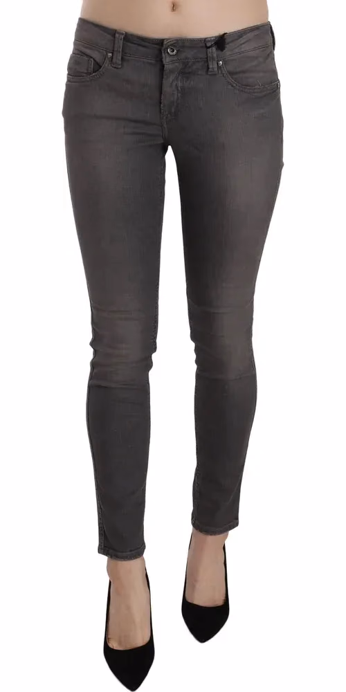 Costume National Gray Washed Low Waist Skinny Jeans