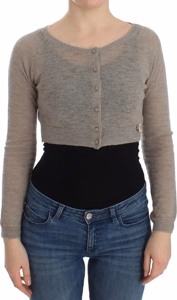 Ermanno Scervino Beige Alpaca Leather Cardigan