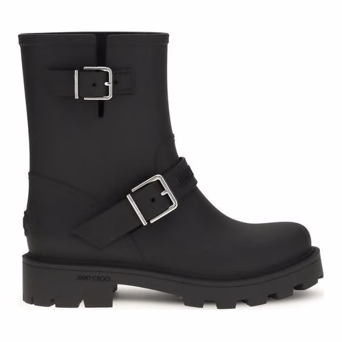 Jimmy Choo Black Polyurethane Rain Boots