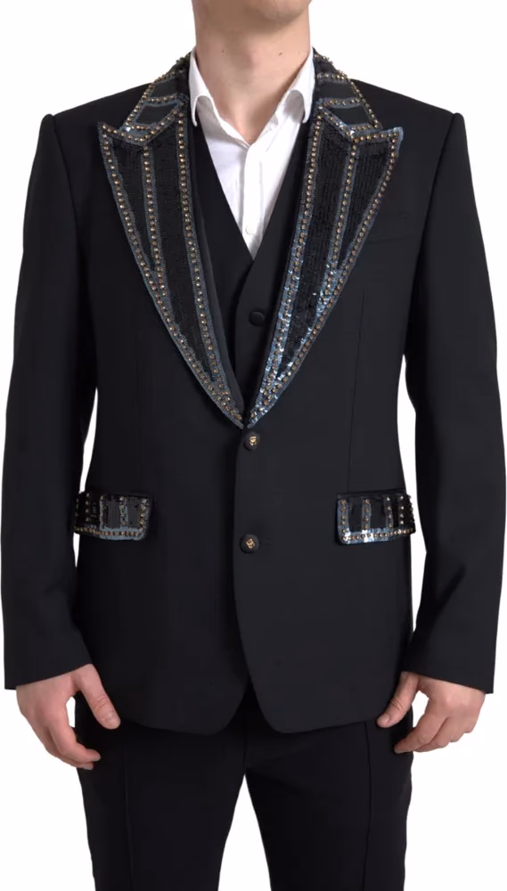 Dolce & Gabbana Black Wool Two-Piece Suit