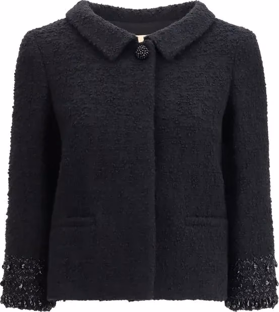 Valentino Garavani Black Wool Biker Jacket