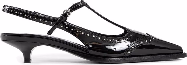Miu Miu Black Calfskin Mid Heel Pumps