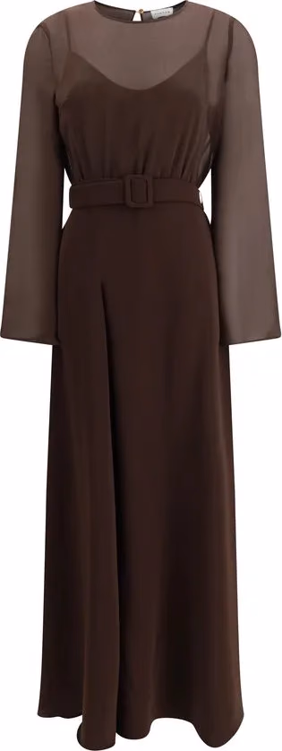P.A.R.O.S.H. Brown Polyester Casual Dress