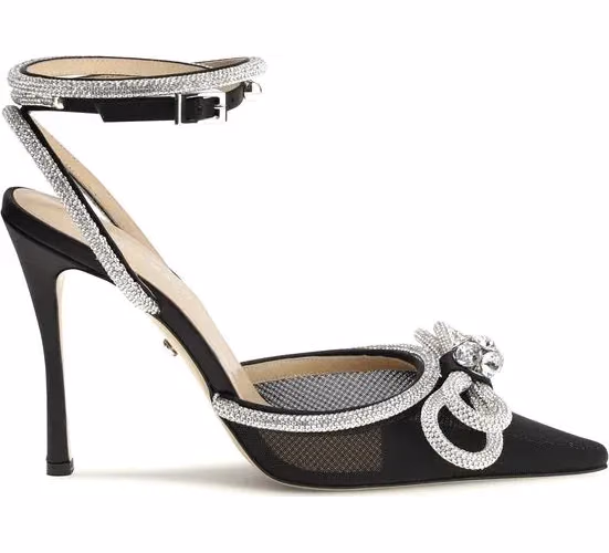 MACH & MACH Black Silk High Heel Pumps