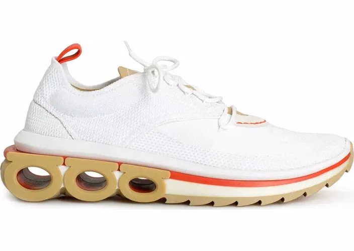 Salvatore Ferragamo White Fabric Athletic Sneakers