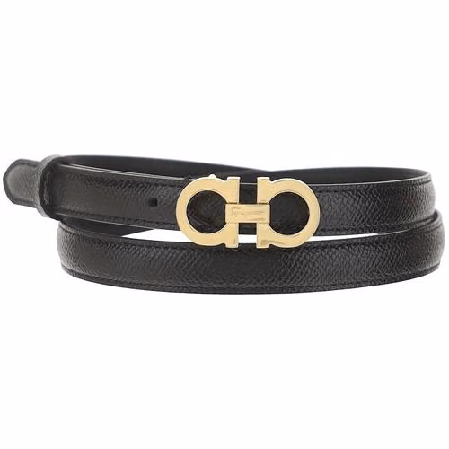 Ferragamo Brown Calf Leather Bos Taurus Thin Belt