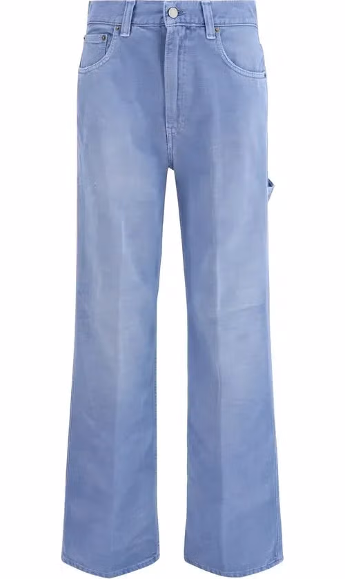 Haikure Blue Cotton Relaxed Fit Jeans