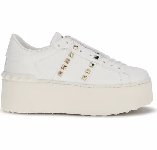 Valentino Garavani White Calf Leather Bos Taurus Platform Sneakers