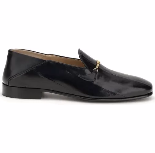 Valentino Garavani Black Calf Leather Bos Taurus Slip-On Loafers