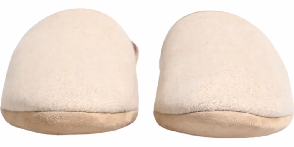Dolce & Gabbana Beige Shetland Wool Red Quilted Slippers Shoes