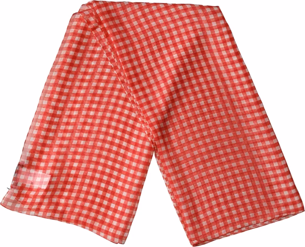Dolce & Gabbana White Red Check Silk Wrap Foulard 140cm x 136cm Scarf