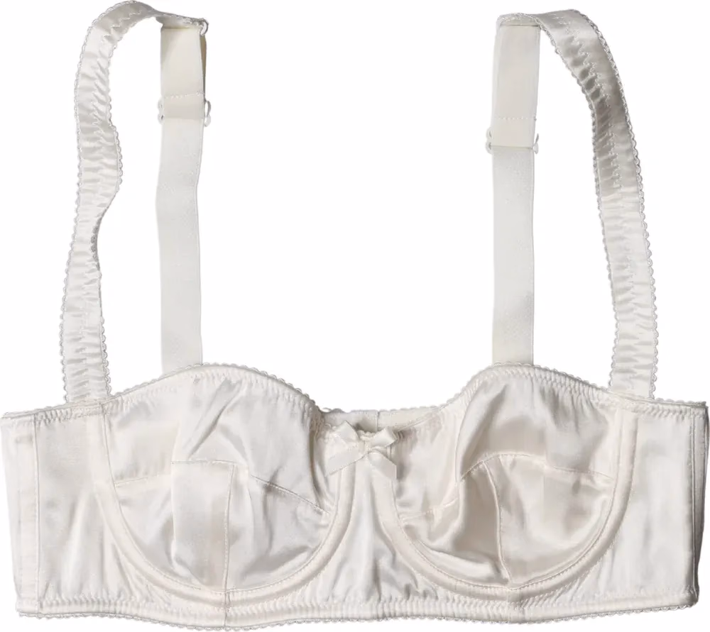 Dolce & Gabbana White Silk Satin Underwire Bra Semi Pad Underwear
