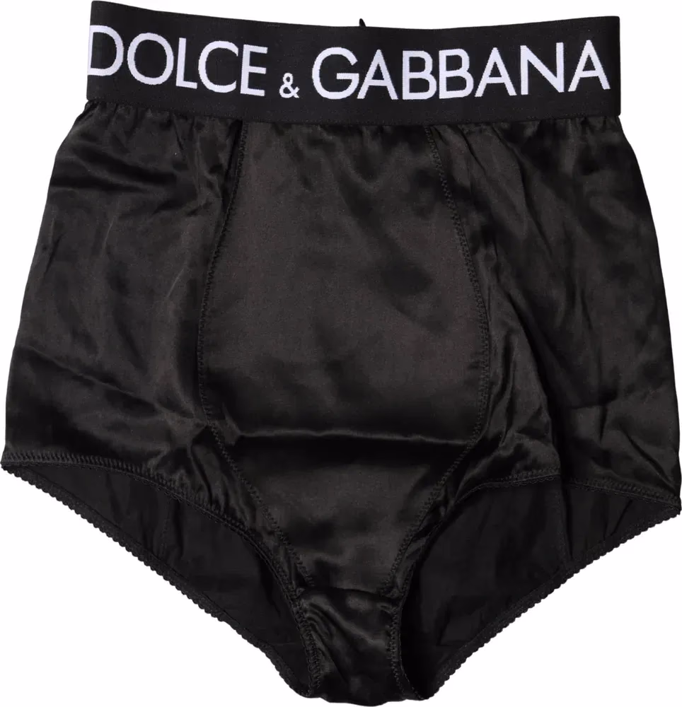 Dolce & Gabbana Black Logo Girdle High Waist Panty  Underwear