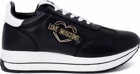 Love Moschino Black Leather Low Top Sneakers