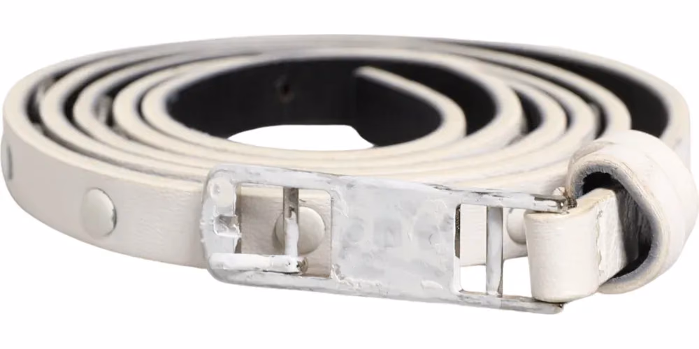 Costume National White Leather Studded Cintura Belt