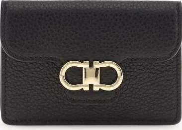 Ferragamo Black Calf Leather Bos Taurus Wallet