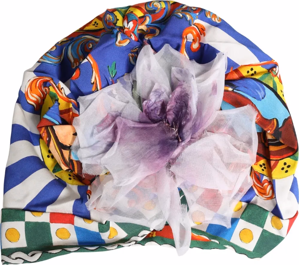 Dolce & Gabbana Multicolor Carretto Motif Turban Headwear Hat