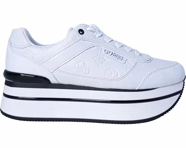 Guess White Polyester Platform Sneakers