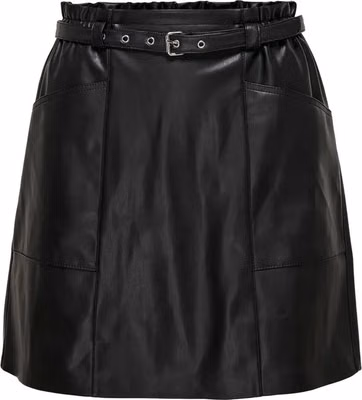 Black Polyester Mini Skirt