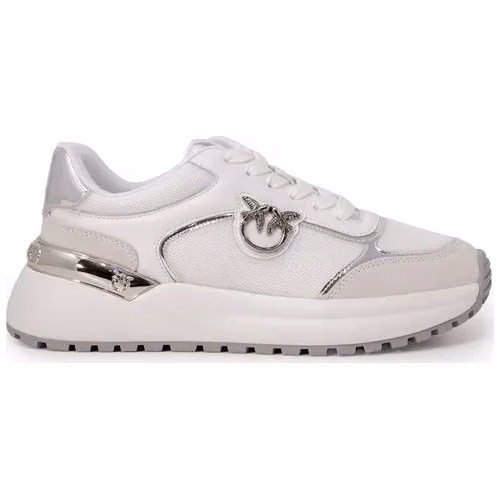 PINKO White Leather Low Top Sneakers