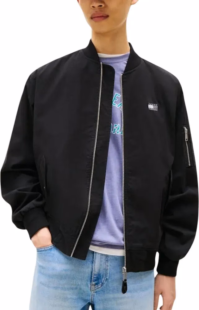 Tommy Hilfiger Jeans Black Recycled Cotton Bomber
