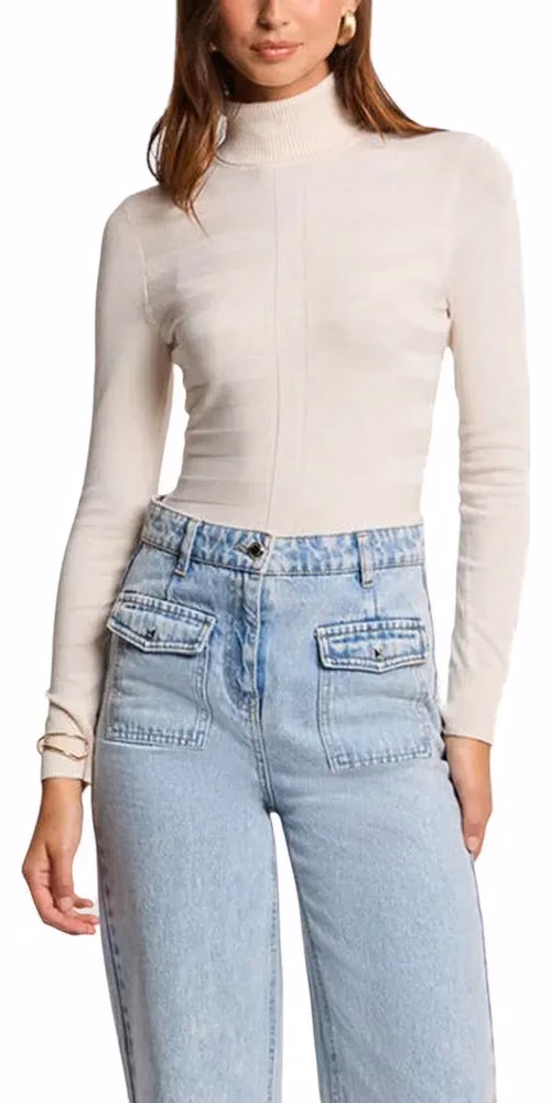 Morgan De Toi Beige Viscose Turtleneck