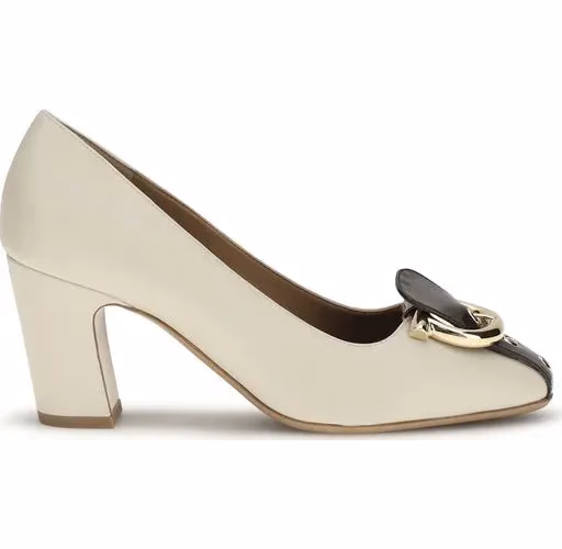 Ferragamo Beige Calf Leather Bos Taurus High Heel Pumps