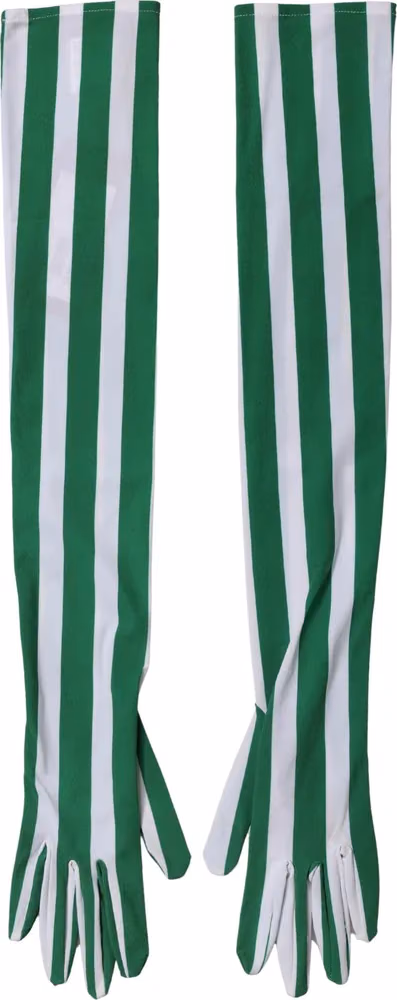 Dolce & Gabbana Green White Stripes Nylon Elbow Length Women Gloves