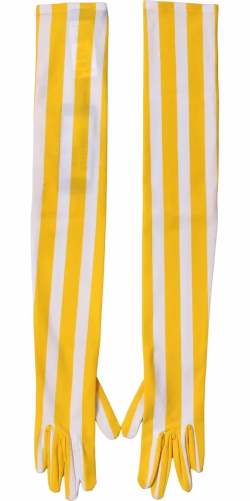 Dolce & Gabbana Yellow White Stripes Nylon Elbow Length Women Gloves