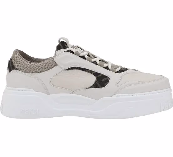 Fendi White Calf Leather Bos Taurus Low Top Sneakers