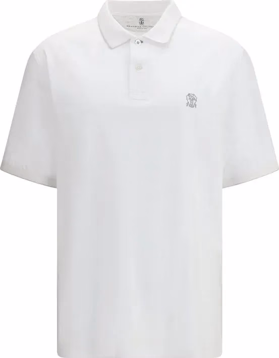 Brunello Cucinelli White Cotton Polo Shirt