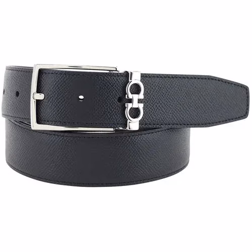 Ferragamo Black Calf Leather Bos Taurus Belt