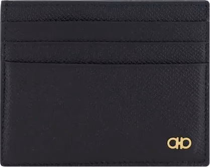 Ferragamo Black Calf Leather Bos Taurus Wallet
