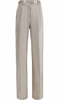 Silver Polyester Casual Pants