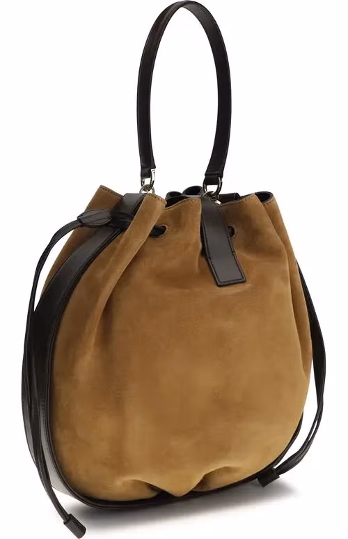 Ferragamo Brown Calf Leather Bos Taurus Backet Bag