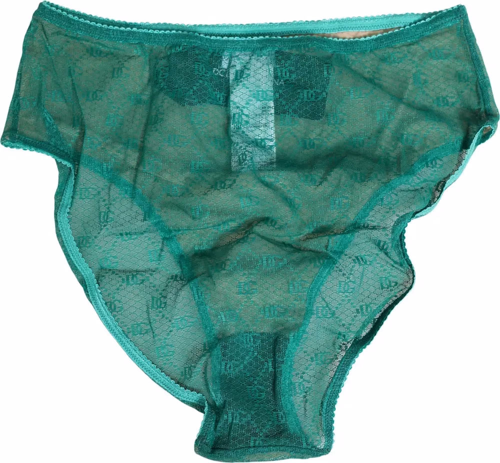 Dolce & Gabbana Green Lace Nylon DG Lingerie Panty Brief Underwear