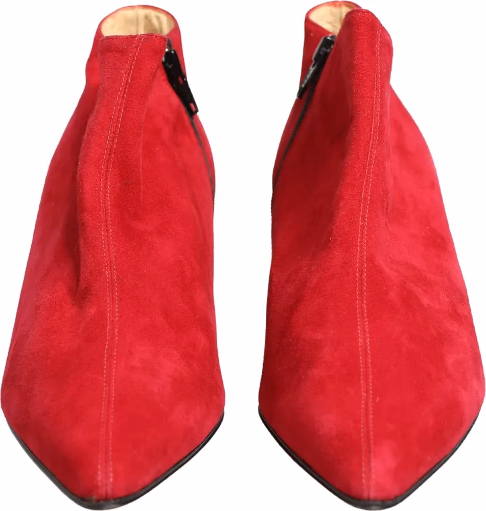 Dolce & Gabbana Red Suede Ankle Boots Shoes