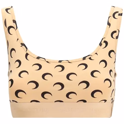 Marine Serre Beige Polyamide Sport Bra