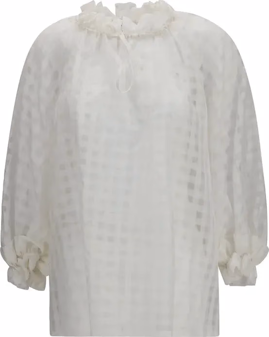 Sara Roka White Cotton Pattern Shirt