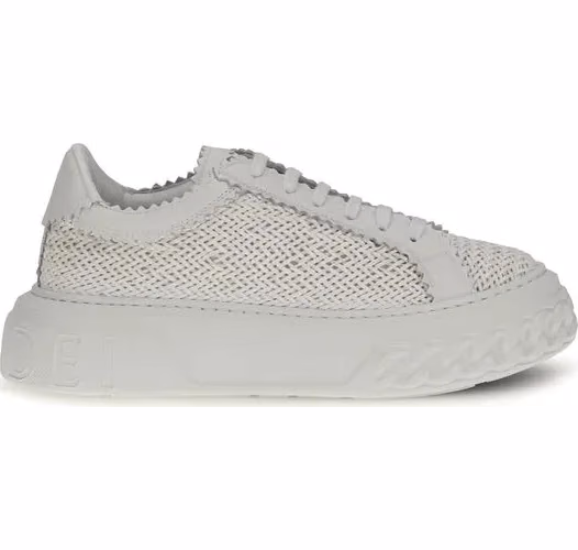 Casadei White Calf Leather Bos Taurus Chunky Sneakers