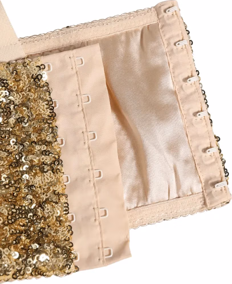 Dolce & Gabbana Gold Sequined Semi-Pad Underwire Bra Underwear