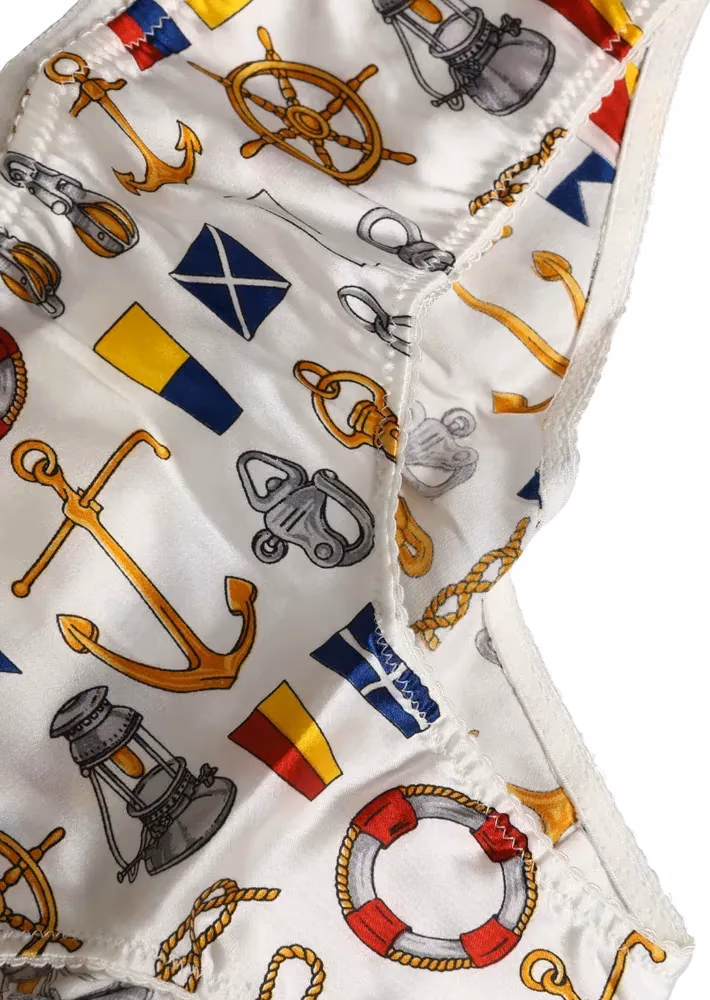 Dolce & Gabbana White Sailor Print Polyester Bottoms Underwear