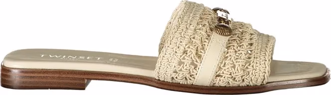 Twinset Beige Leather Women's Sandal