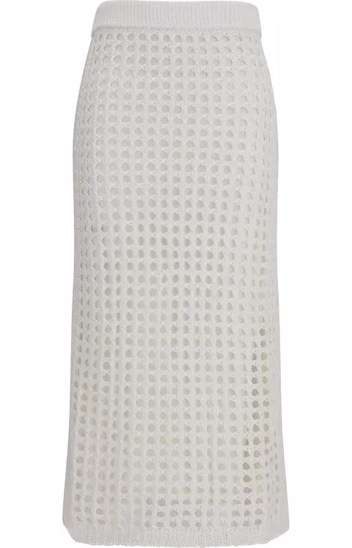 Max Mara Pure White Cotton Midi Skirt