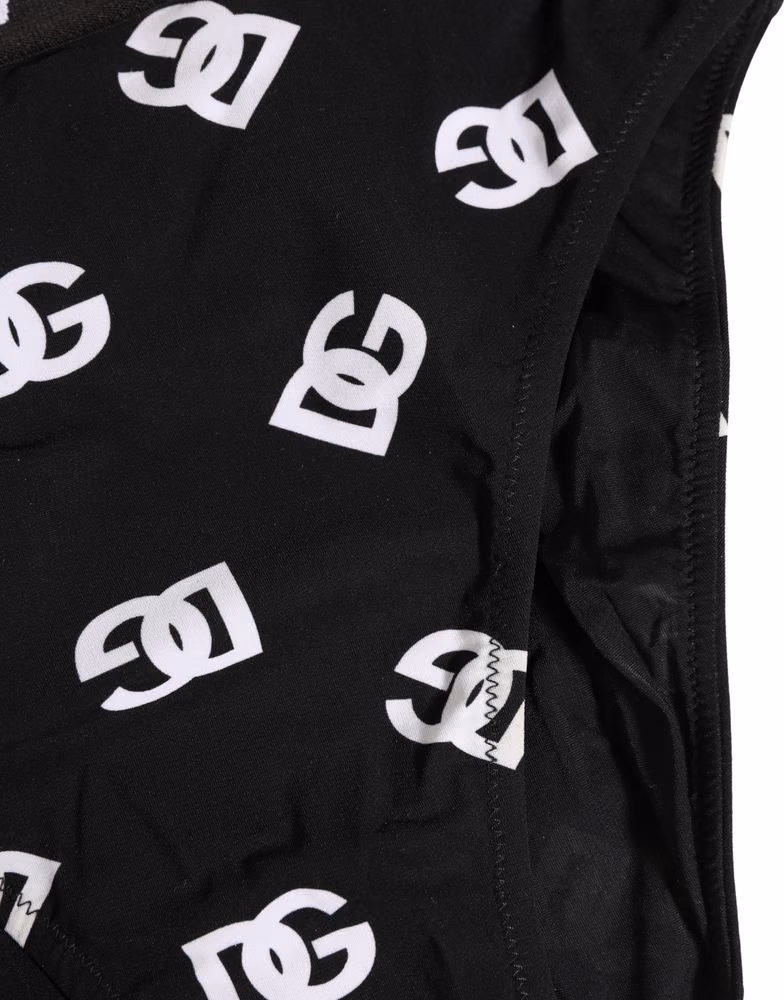 Dolce & Gabbana White Black Logo Waistband Midi Brief Underwear