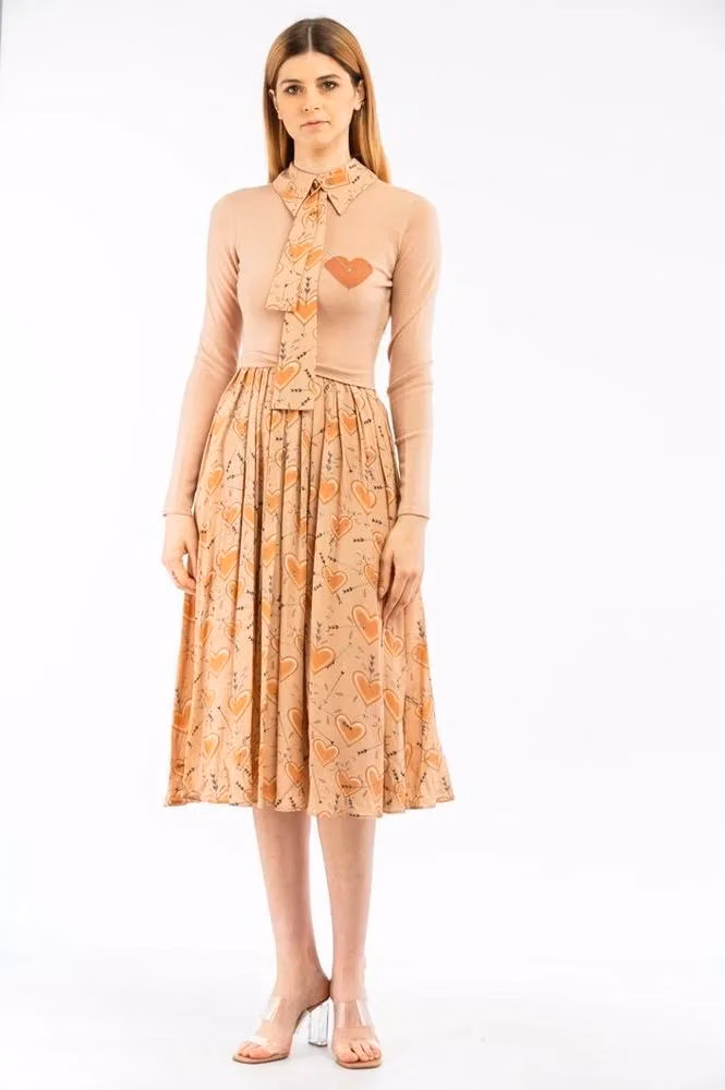 Elisabetta Franchi Beige Wool Casual Dress