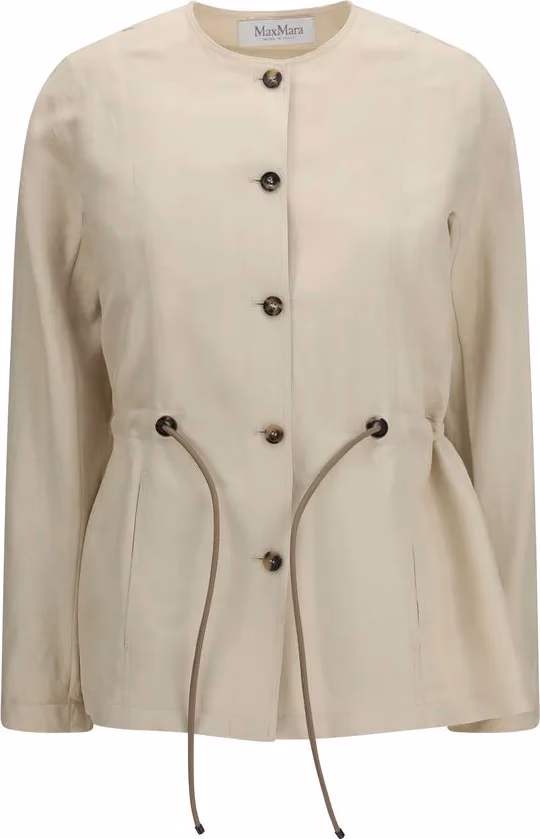 Max Mara Beige Linen Full-Length Jacket