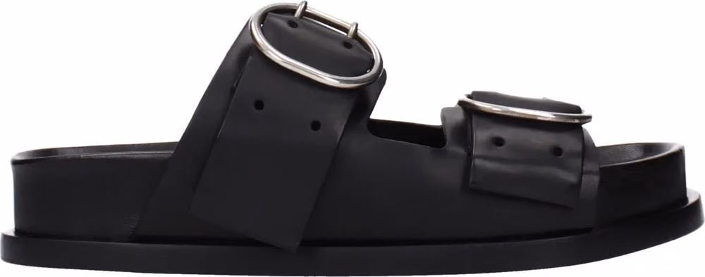 Jil Sander Black Leather Slippers