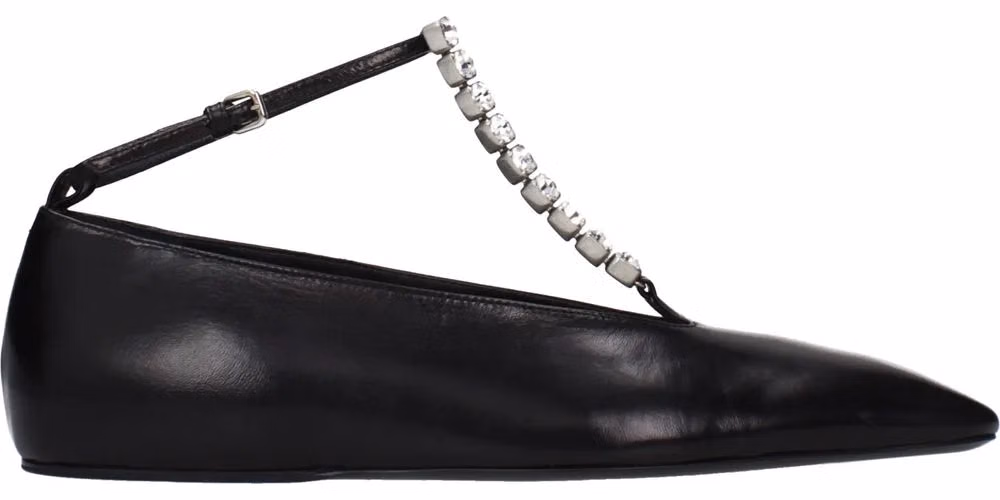 Jil Sander Black Leather Ballet Flats